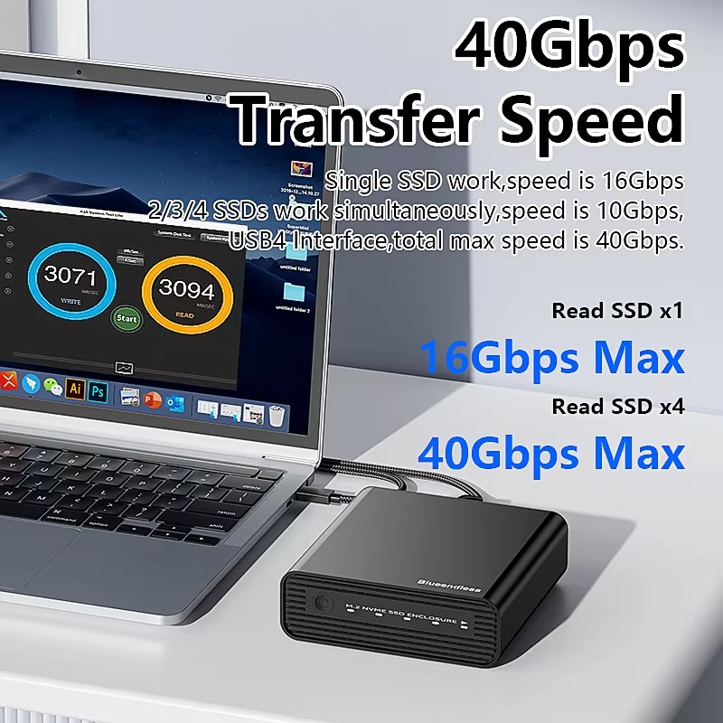 Aluminum M2 4-Bay USB4 Externa - Case Fans review and price